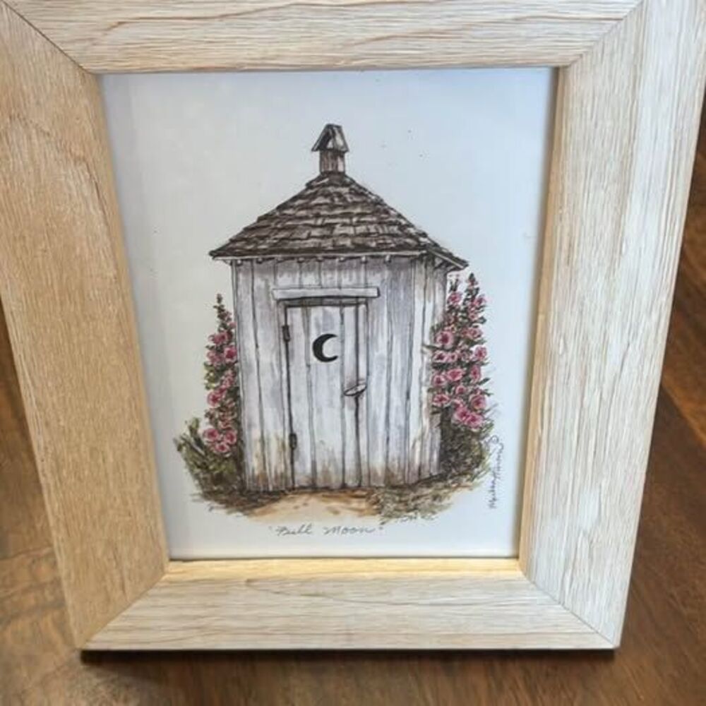 Framed 'Full Moon' Outhouse Art Print